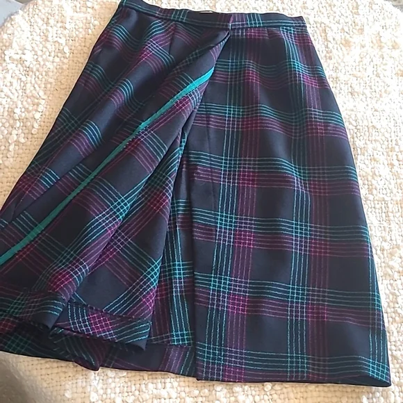 HANDMADE Vintage Plaid Asymmetrical Wrap Skirt 26" waist - Picture 11 of 11